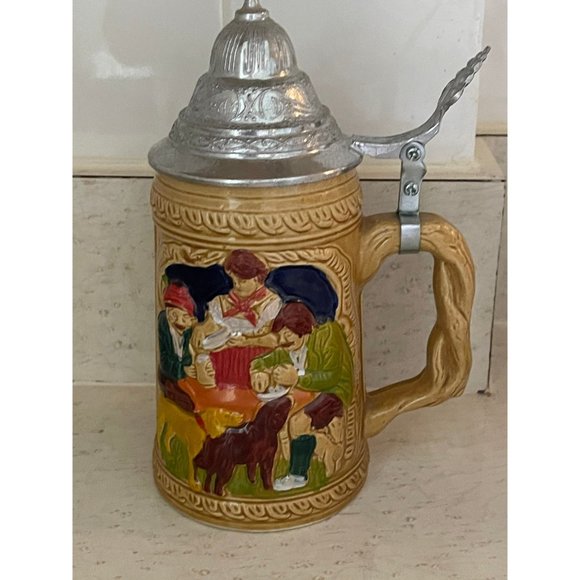 Vintage German Style Ceramic Beer Stein with Lid - Picture 7 of 7